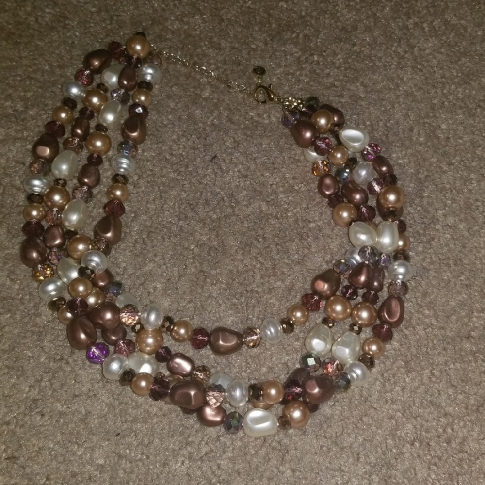 NWOT Bronze & Crystal Necklace